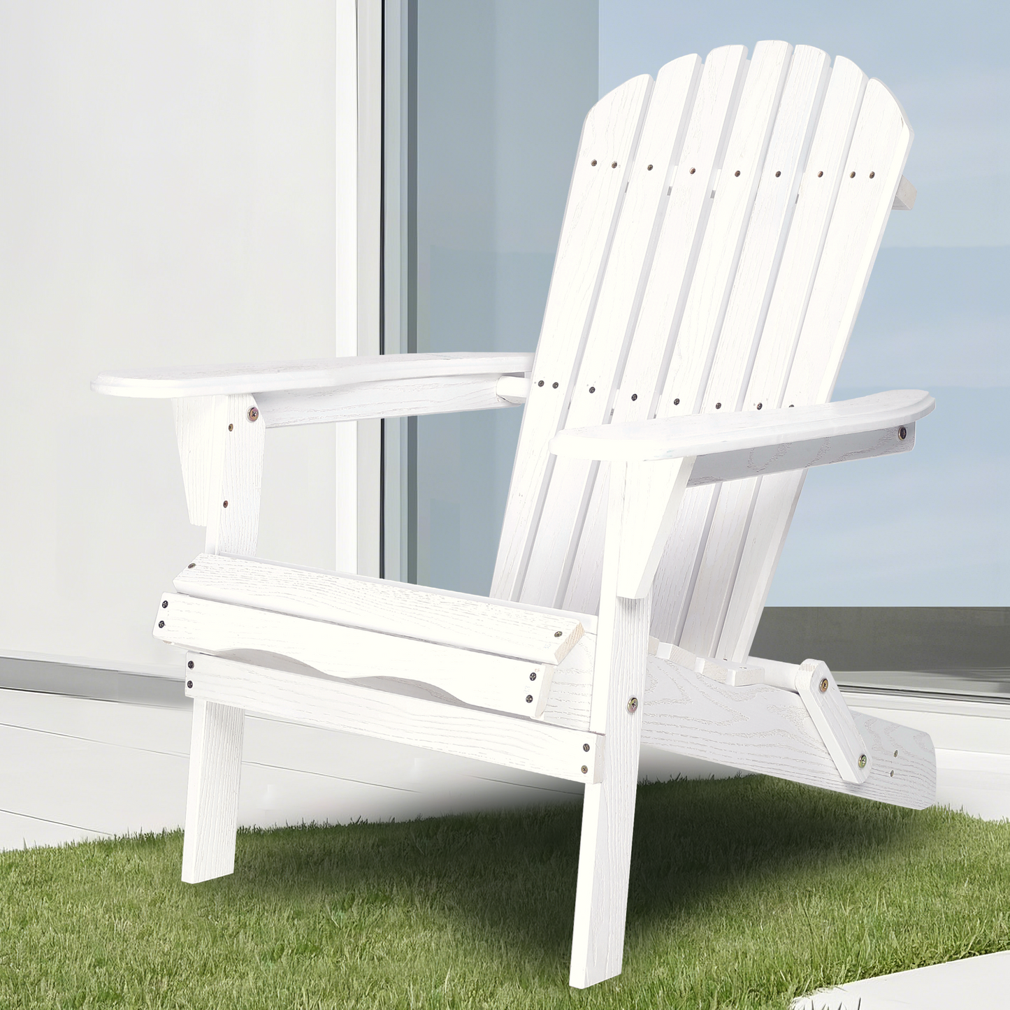 Wood Lounge Patio Chair for Garden Outdoor Wooden Folding Embossed Adirondack Chair Set of 2 Solid Cedar Wood Lounge Patio Chair with Wood Grain