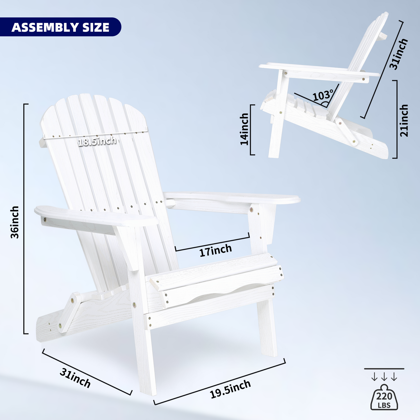 Wood Lounge Patio Chair for Garden Outdoor Wooden Folding Embossed Adirondack Chair Set of 2 Solid Cedar Wood Lounge Patio Chair with Wood Grain