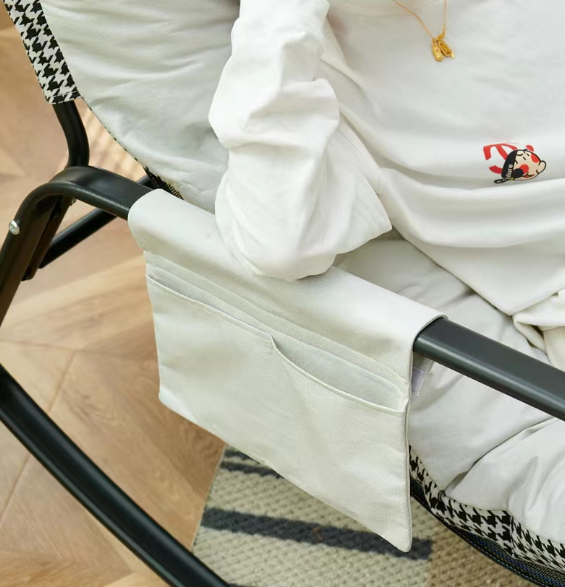Rocking Chair with Extra-Wide Technical leather Upholstered Gliding Chair Boucle Reclining Chair, Modern Accent Chair for Living Room Nursery Bedroom -white