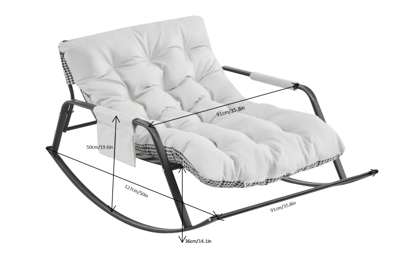 Rocking Chair with Extra-Wide Technical leather Upholstered Gliding Chair Boucle Reclining Chair, Modern Accent Chair for Living Room Nursery Bedroom -white