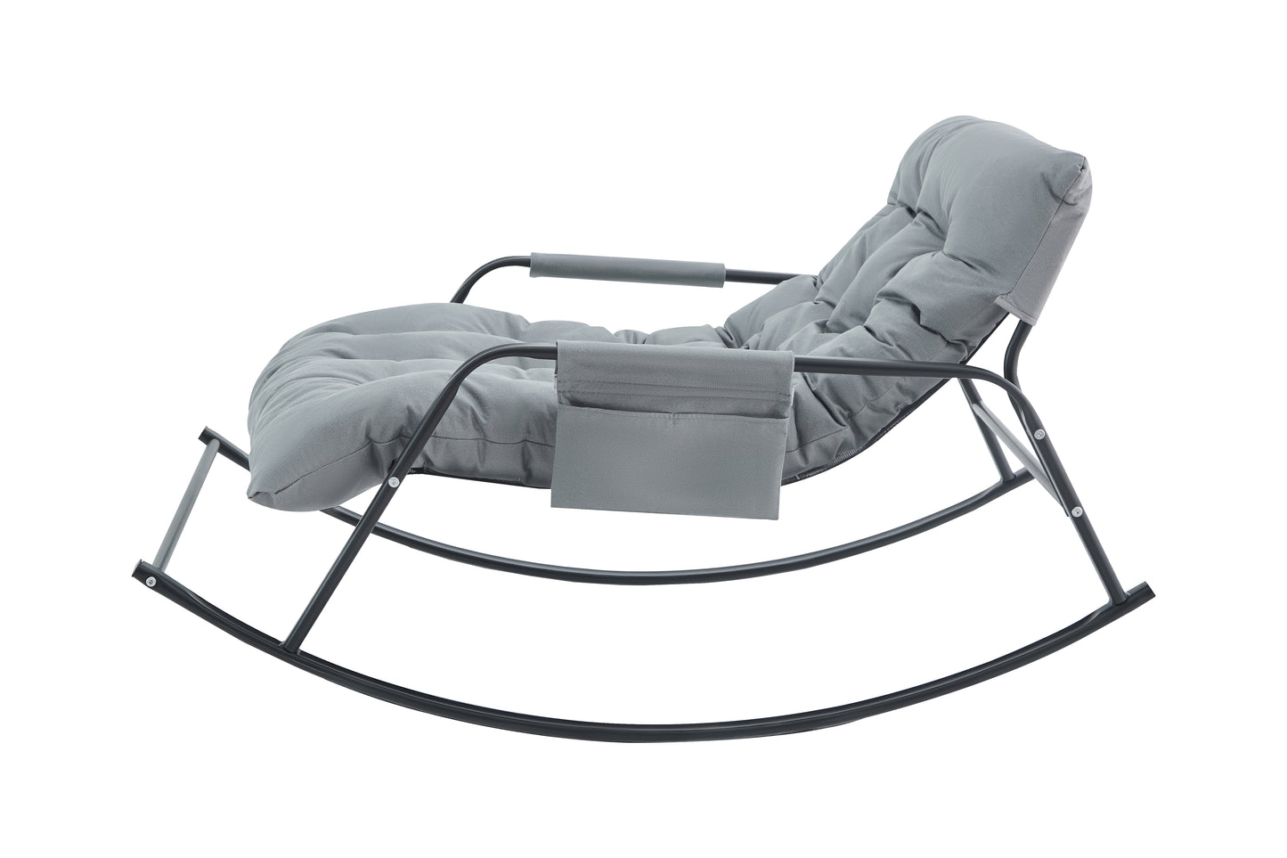 Rocking Chair with Extra-Wide Technical leather Upholstered Gliding Chair Boucle Reclining Chair, Modern Accent Chair for Living Room Nursery Bedroom -Grey