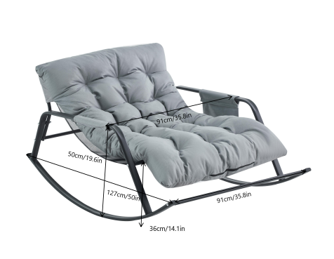 Rocking Chair with Extra-Wide Technical leather Upholstered Gliding Chair Boucle Reclining Chair, Modern Accent Chair for Living Room Nursery Bedroom -Grey