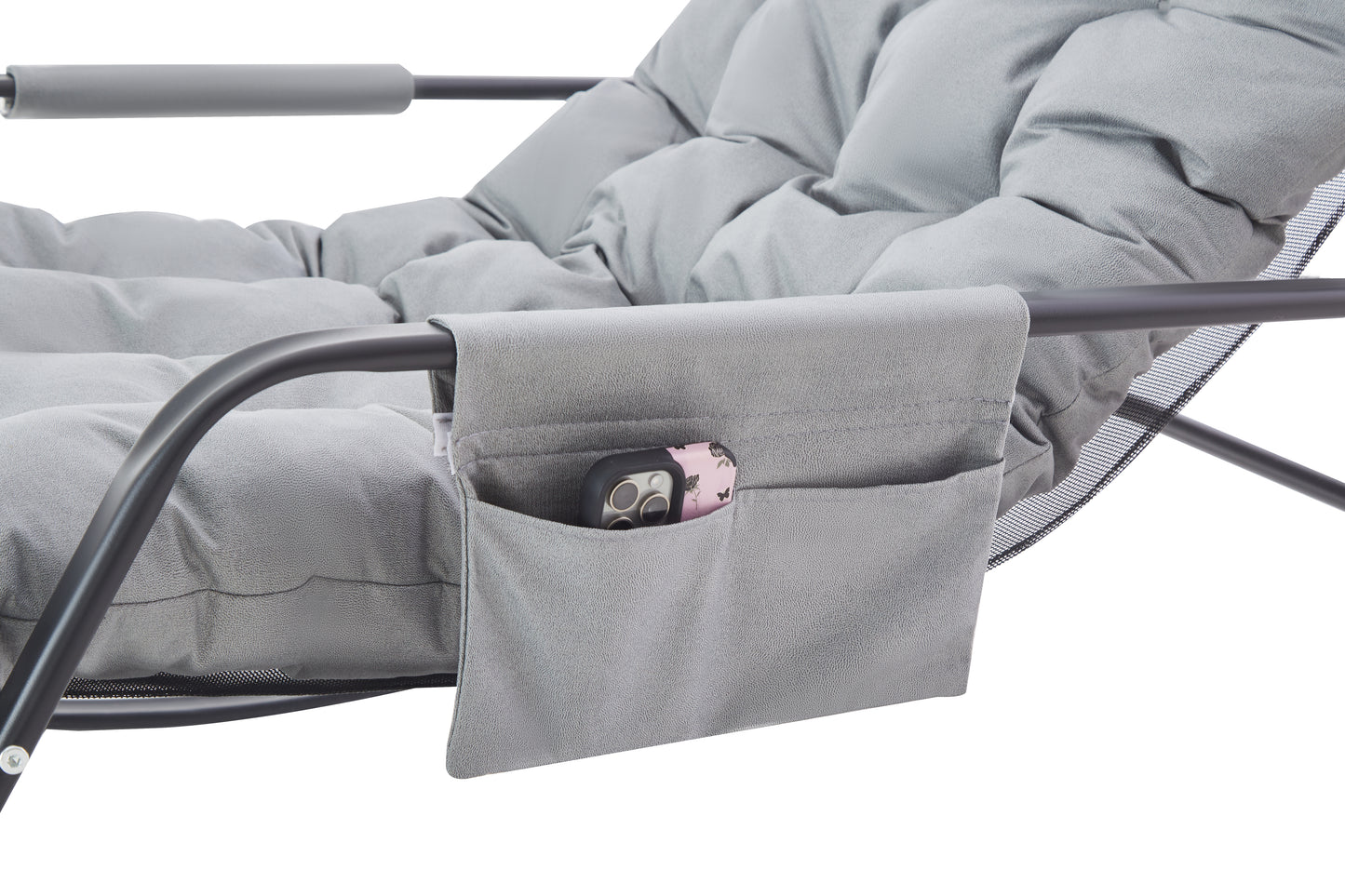 Rocking Chair with Extra-Wide Technical leather Upholstered Gliding Chair Boucle Reclining Chair, Modern Accent Chair for Living Room Nursery Bedroom -Grey