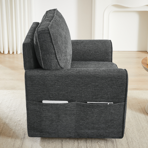 360° Swivel Chair Accent Barrel Armchair Swivel Sofa Chair with Side Pockets for Living Room, Bedroom, Office and Hotel, Grey