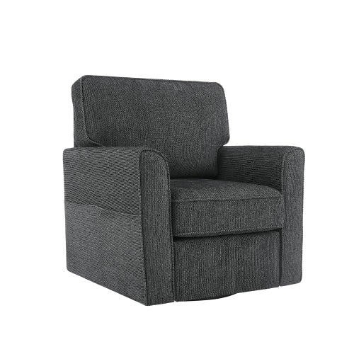 360° Swivel Chair Accent Barrel Armchair Swivel Sofa Chair with Side Pockets for Living Room, Bedroom, Office and Hotel, Grey