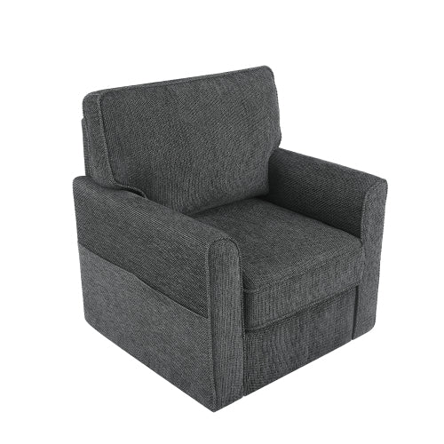 360° Swivel Chair Accent Barrel Armchair Swivel Sofa Chair with Side Pockets for Living Room, Bedroom, Office and Hotel, Grey