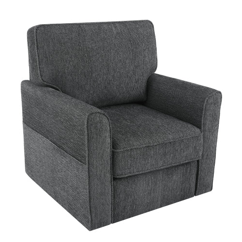 360° Swivel Chair Accent Barrel Armchair Swivel Sofa Chair with Side Pockets for Living Room, Bedroom, Office and Hotel, Grey