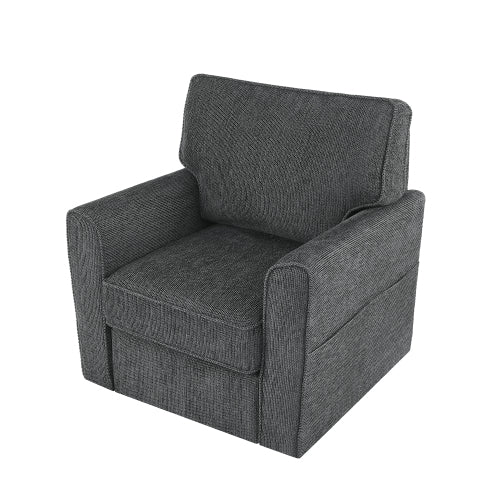 360° Swivel Chair Accent Barrel Armchair Swivel Sofa Chair with Side Pockets for Living Room, Bedroom, Office and Hotel, Grey
