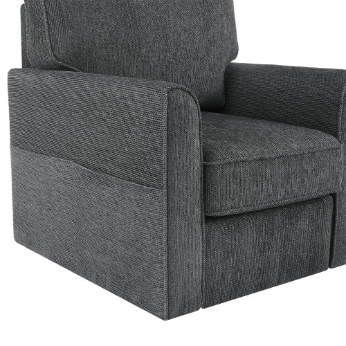 360° Swivel Chair Accent Barrel Armchair Swivel Sofa Chair with Side Pockets for Living Room, Bedroom, Office and Hotel, Grey