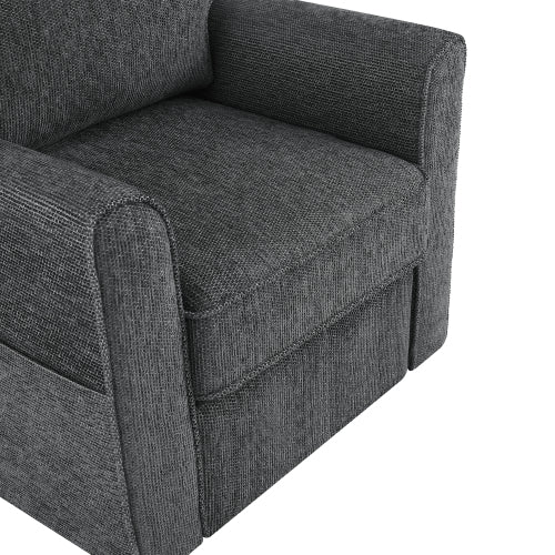 360° Swivel Chair Accent Barrel Armchair Swivel Sofa Chair with Side Pockets for Living Room, Bedroom, Office and Hotel, Grey