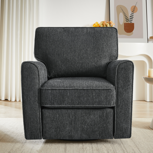 360° Swivel Chair Accent Barrel Armchair Swivel Sofa Chair with Side Pockets for Living Room, Bedroom, Office and Hotel, Grey