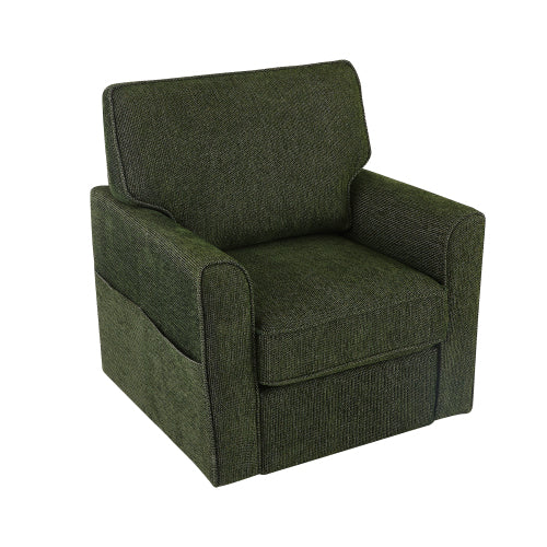 360° Swivel Chair Accent Barrel Armchair Swivel Sofa Chair with Side Pockets for Living Room, Bedroom, Office and Hotel, Green