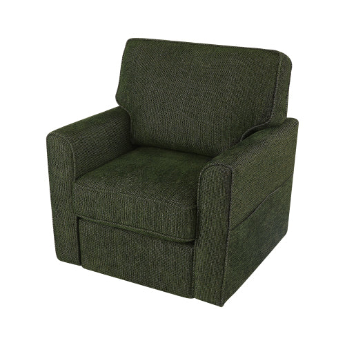 360° Swivel Chair Accent Barrel Armchair Swivel Sofa Chair with Side Pockets for Living Room, Bedroom, Office and Hotel, Green