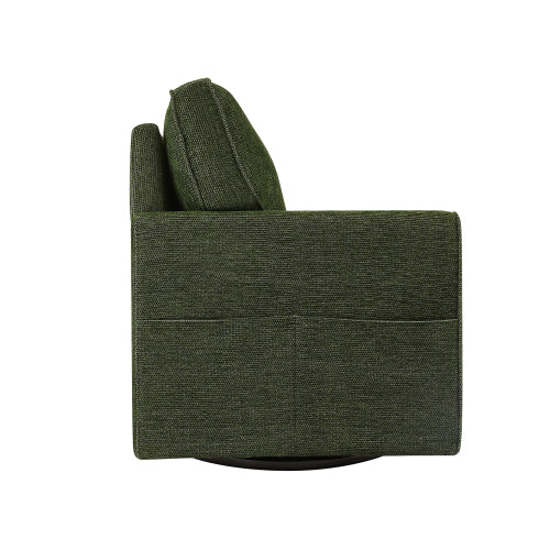 360° Swivel Chair Accent Barrel Armchair Swivel Sofa Chair with Side Pockets for Living Room, Bedroom, Office and Hotel, Green
