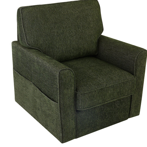 360° Swivel Chair Accent Barrel Armchair Swivel Sofa Chair with Side Pockets for Living Room, Bedroom, Office and Hotel, Green