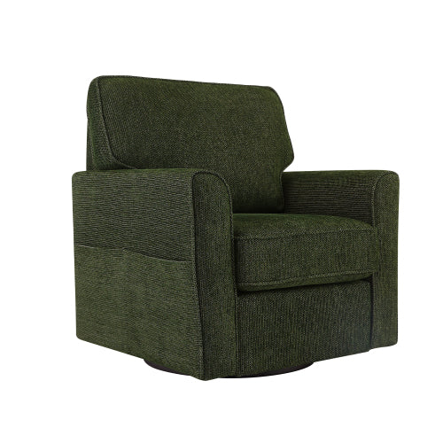 360° Swivel Chair Accent Barrel Armchair Swivel Sofa Chair with Side Pockets for Living Room, Bedroom, Office and Hotel, Green