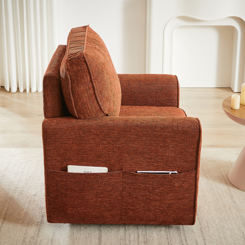 360° Swivel Chair Accent Barrel Armchair Swivel Sofa Chair with Side Pockets for Living Room, Bedroom, Office and Hotel, Red