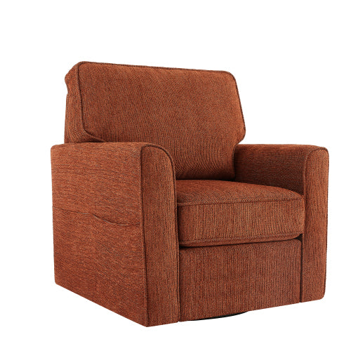 360° Swivel Chair Accent Barrel Armchair Swivel Sofa Chair with Side Pockets for Living Room, Bedroom, Office and Hotel, Red
