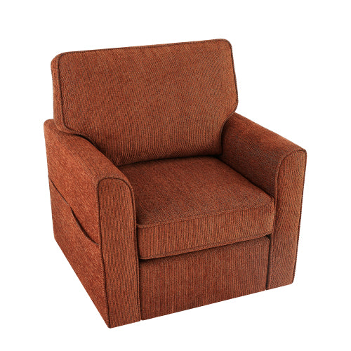 360° Swivel Chair Accent Barrel Armchair Swivel Sofa Chair with Side Pockets for Living Room, Bedroom, Office and Hotel, Red