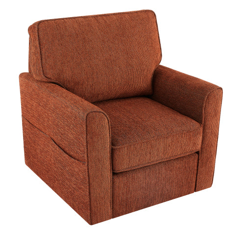 360° Swivel Chair Accent Barrel Armchair Swivel Sofa Chair with Side Pockets for Living Room, Bedroom, Office and Hotel, Red