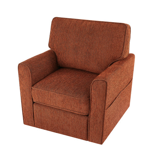 360° Swivel Chair Accent Barrel Armchair Swivel Sofa Chair with Side Pockets for Living Room, Bedroom, Office and Hotel, Red
