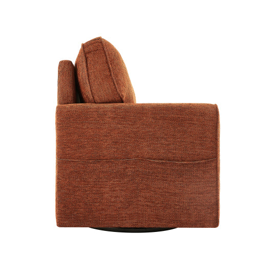 360° Swivel Chair Accent Barrel Armchair Swivel Sofa Chair with Side Pockets for Living Room, Bedroom, Office and Hotel, Red