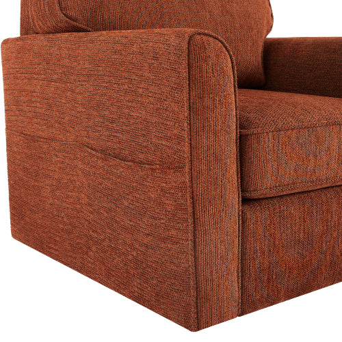 360° Swivel Chair Accent Barrel Armchair Swivel Sofa Chair with Side Pockets for Living Room, Bedroom, Office and Hotel, Red