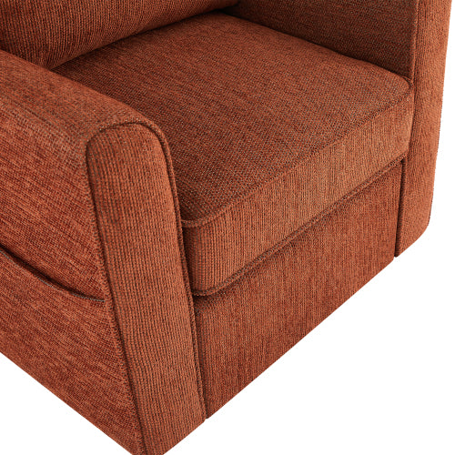 360° Swivel Chair Accent Barrel Armchair Swivel Sofa Chair with Side Pockets for Living Room, Bedroom, Office and Hotel, Red