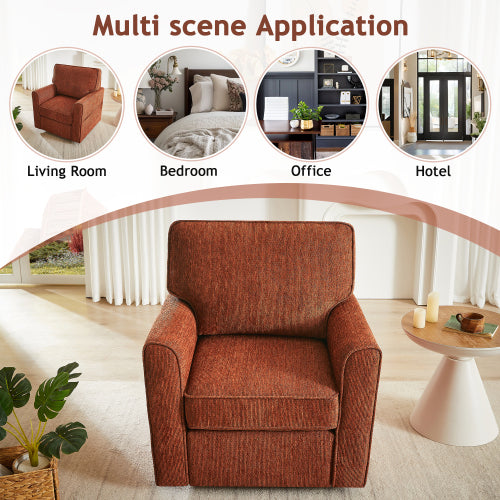 360° Swivel Chair Accent Barrel Armchair Swivel Sofa Chair with Side Pockets for Living Room, Bedroom, Office and Hotel, Red