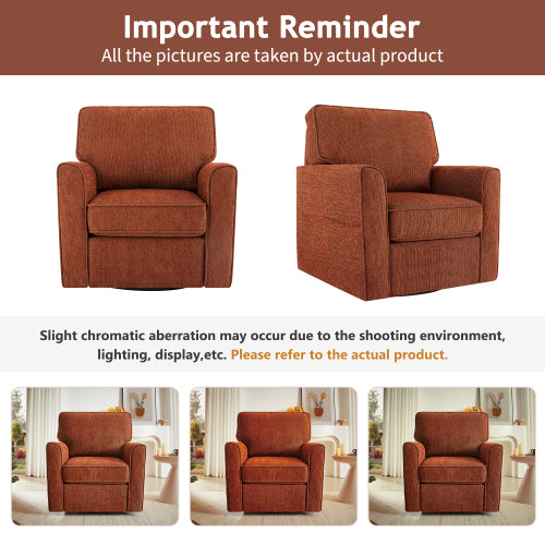 360° Swivel Chair Accent Barrel Armchair Swivel Sofa Chair with Side Pockets for Living Room, Bedroom, Office and Hotel, Red