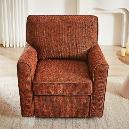 360° Swivel Chair Accent Barrel Armchair Swivel Sofa Chair with Side Pockets for Living Room, Bedroom, Office and Hotel, Red