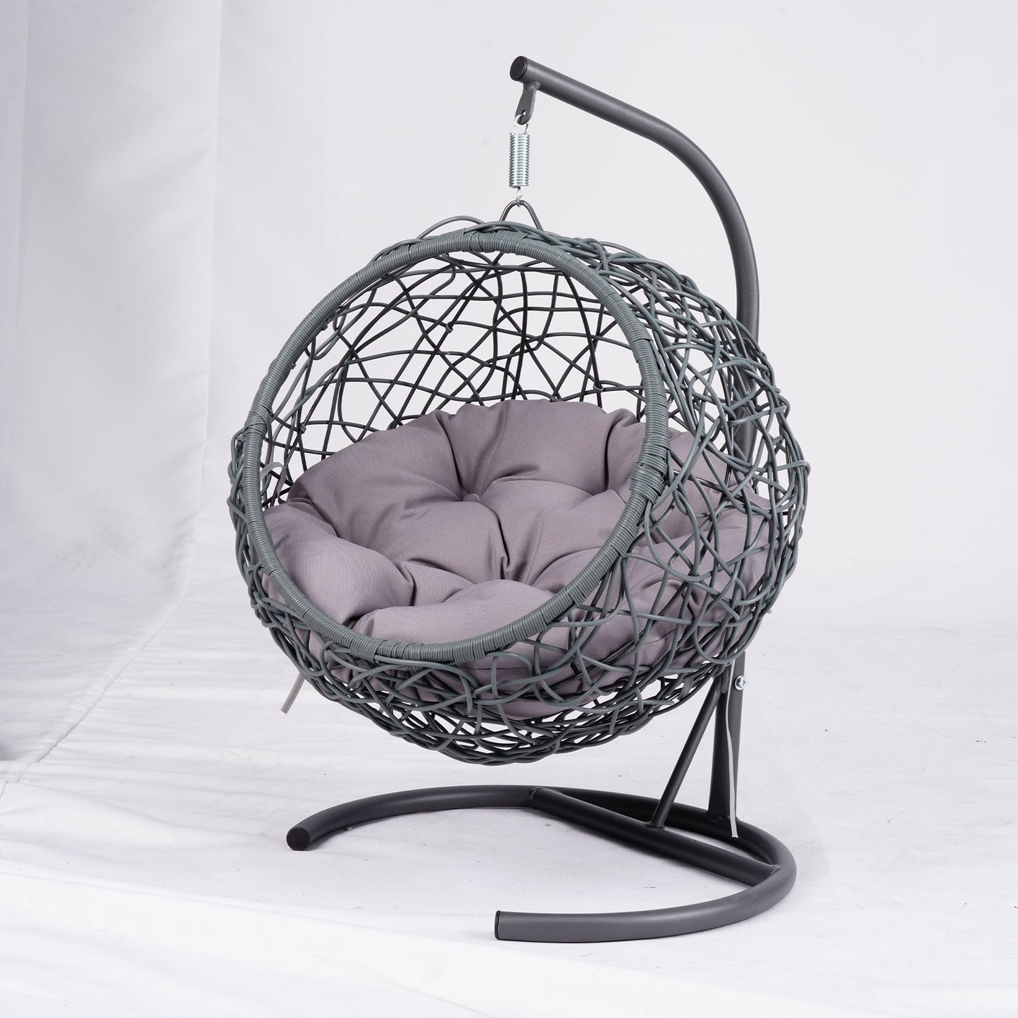 Cat Swing Bed with Stand & Cushion, Cat Egg Chair with Rattan Wicker Appearance, Indoor Hanging Swinging Cat Bed for Cats, Small Dogs, and Small Animals.Gray.