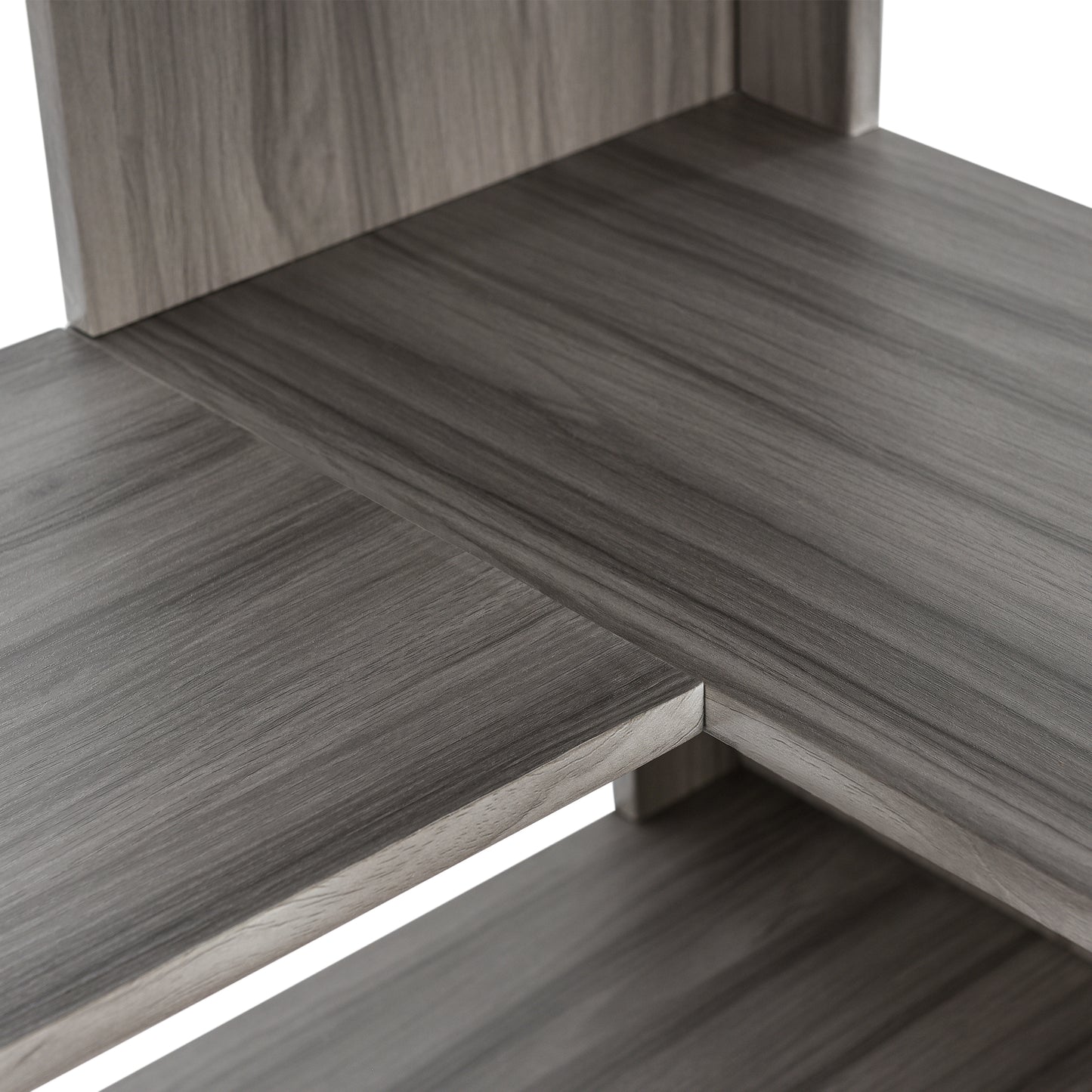 Silver+Grey 7-Tier Bookcase Home Office Bookshelf, L-Shaped Corner Bookcase with Metal Frame, Industrial Style Shelf with Open Storage, MDF Board