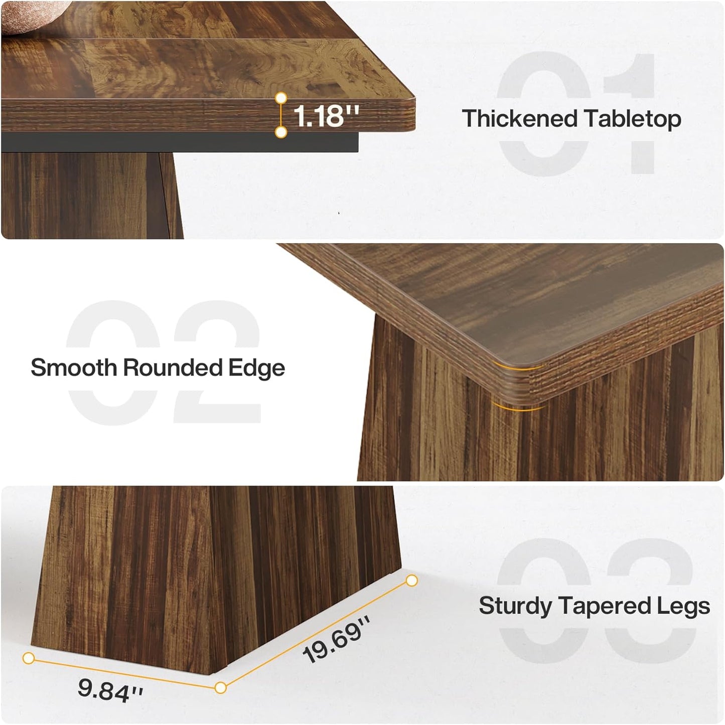 63" Modern Executive Desk, Large Home Office Computer Workstation with Sturdy Double Pedestal Base, Elegant Study & Writing Table for Business & Gaming
