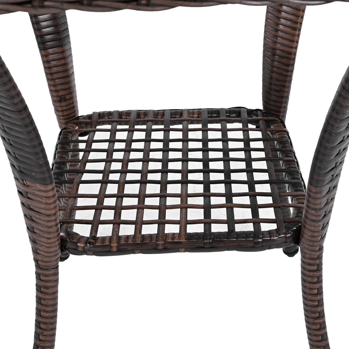 3-piece Outdoor Chair&Table Set Chat Set 2-person Rattan Seating Group with Two Swiveling and Rocking Chairs and a Square Table for Garden, Patio, or Balcony, Brown