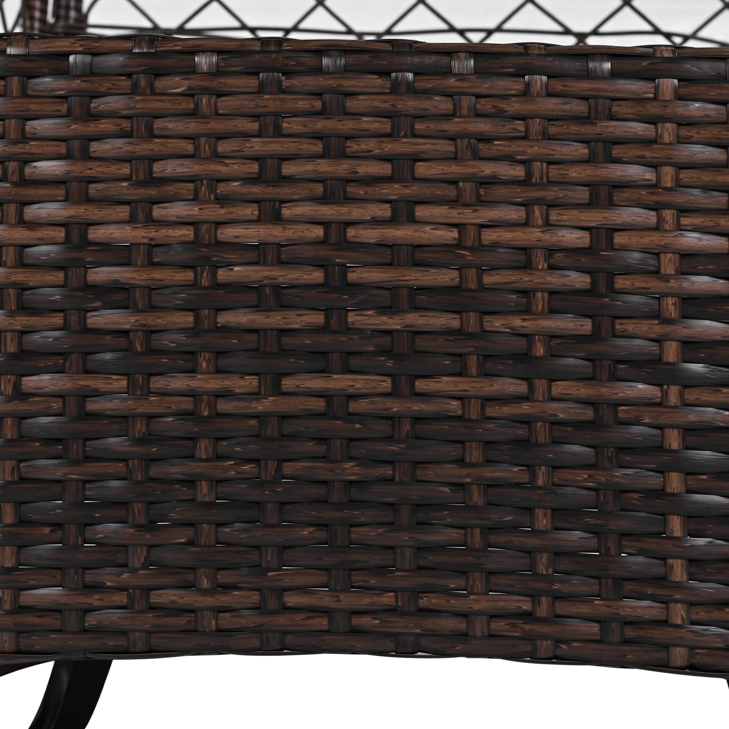 3-piece Outdoor Chair&Table Set Chat Set 2-person Rattan Seating Group with Two Swiveling and Rocking Chairs and a Square Table for Garden, Patio, or Balcony, Brown