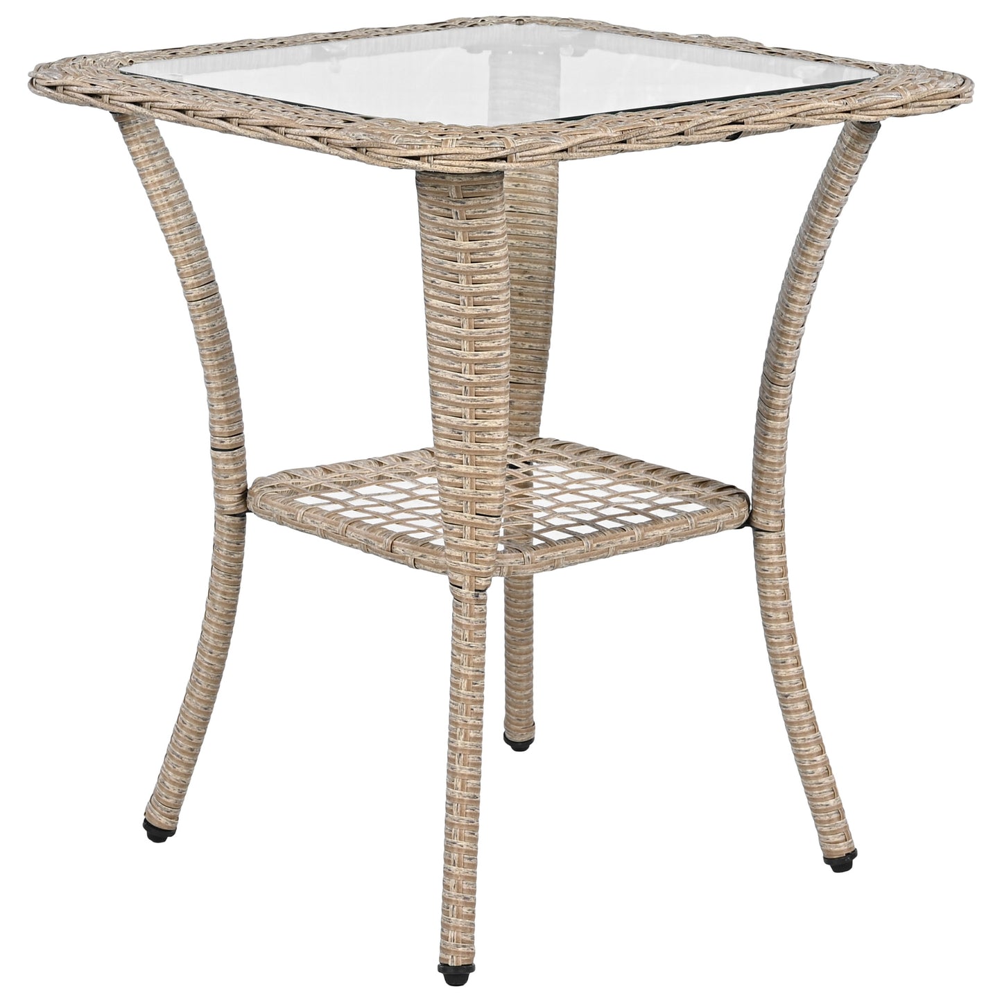 3-piece Outdoor Chair&Table Set Chat Set 2-person Rattan Seating Group with Two Two Swiveling and Rocking Chairs and a Square Table for Garden, Patio, or Balcony, Natural