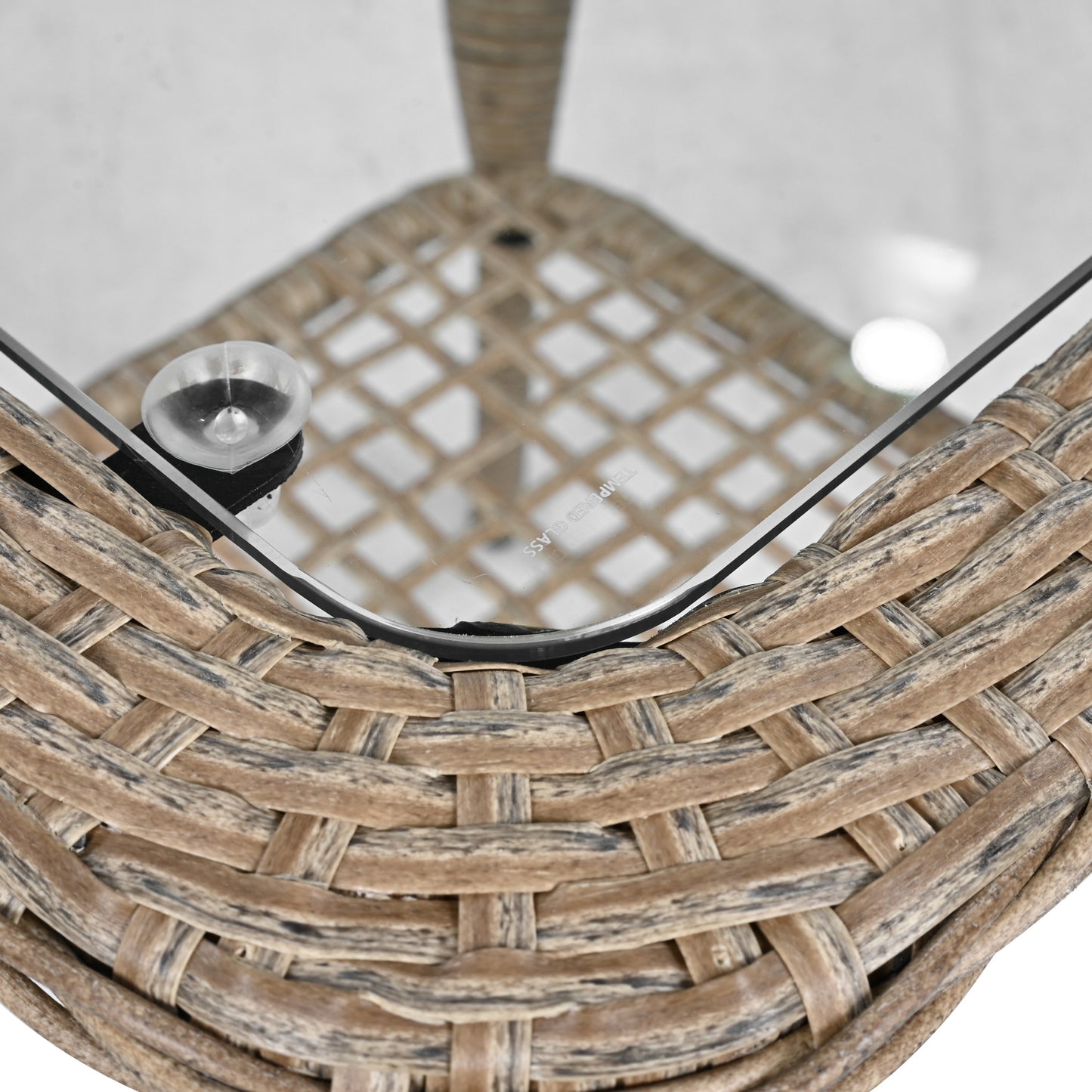 3-piece Outdoor Chair&Table Set Chat Set 2-person Rattan Seating Group with Two Two Swiveling and Rocking Chairs and a Square Table for Garden, Patio, or Balcony, Natural