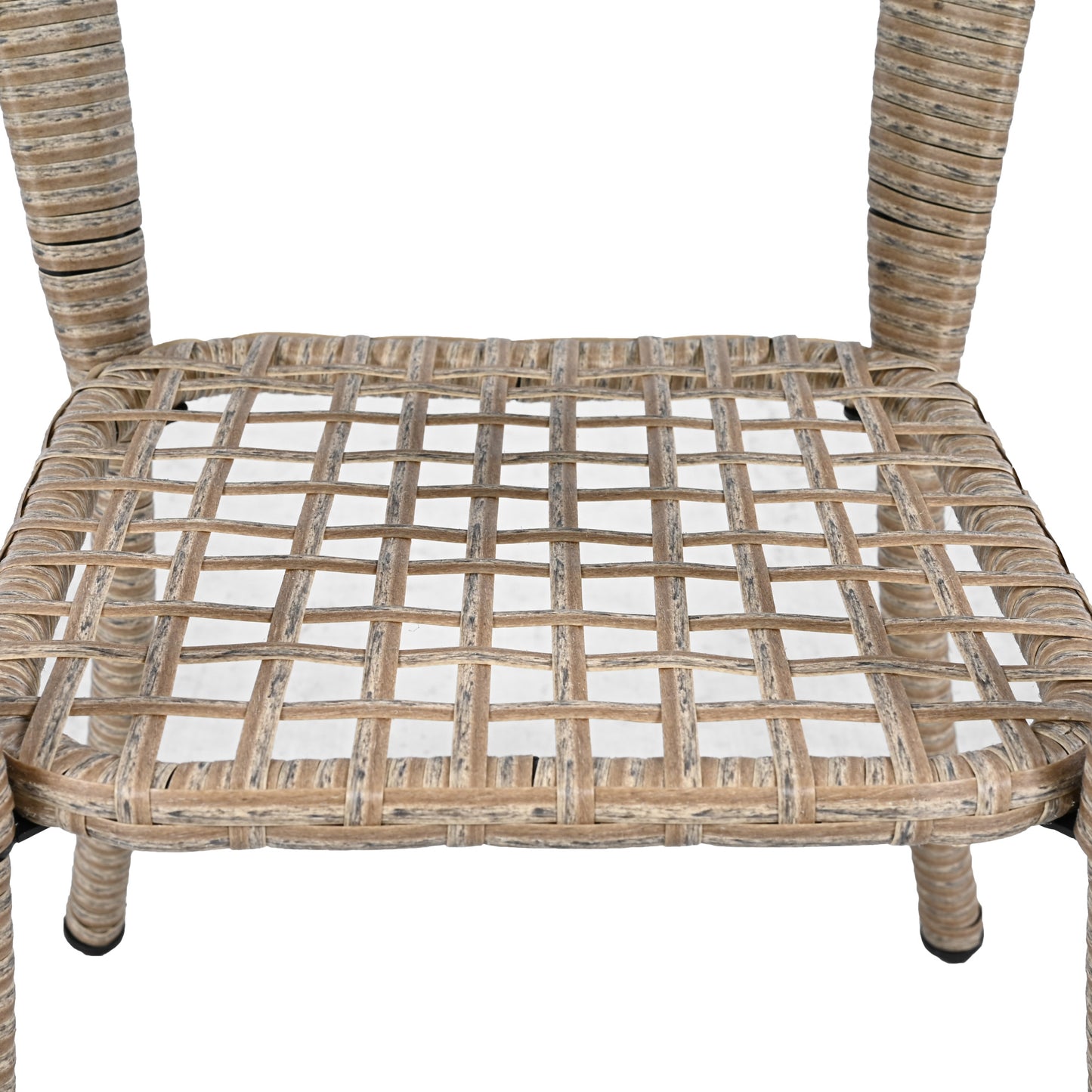 3-piece Outdoor Chair&Table Set Chat Set 2-person Rattan Seating Group with Two Two Swiveling and Rocking Chairs and a Square Table for Garden, Patio, or Balcony, Natural