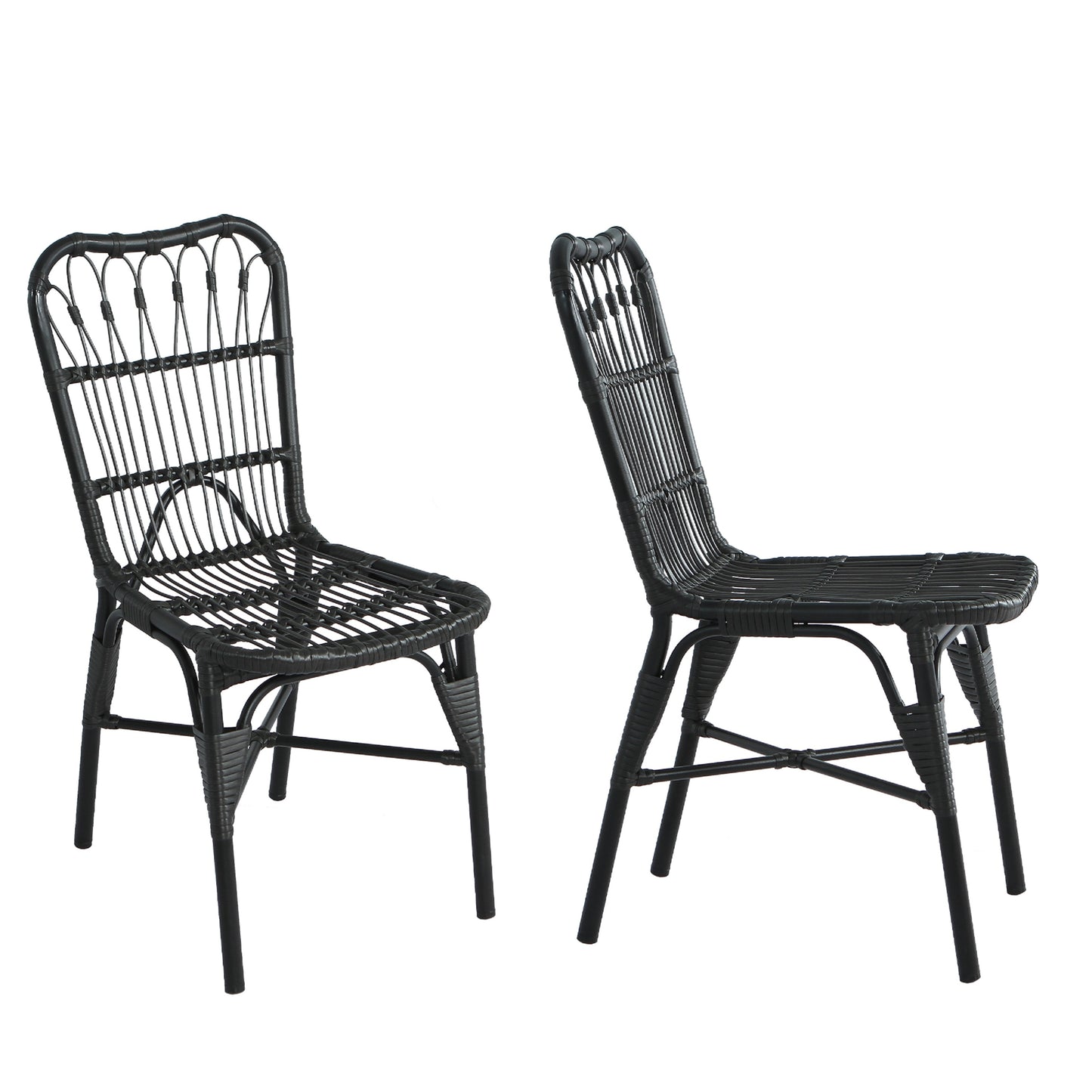 Outdoor PE Wicker Patio Dining Chairs Set of 2,Outdoor Rattan chairs for Backyard, Poolside, Garden, GREY