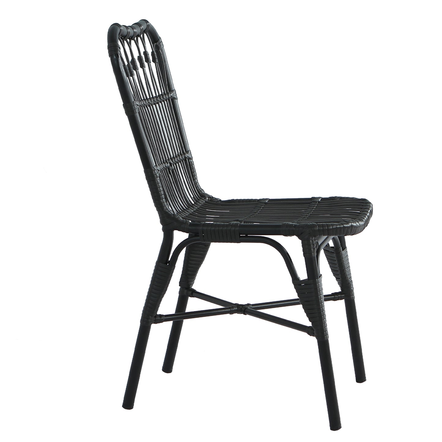 Outdoor PE Wicker Patio Dining Chairs Set of 2,Outdoor Rattan chairs for Backyard, Poolside, Garden, GREY
