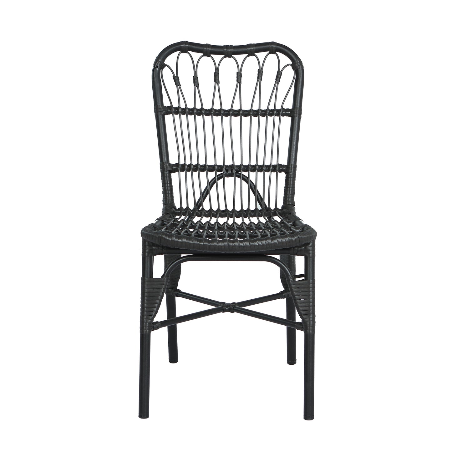 Outdoor PE Wicker Patio Dining Chairs Set of 2,Outdoor Rattan chairs for Backyard, Poolside, Garden, GREY