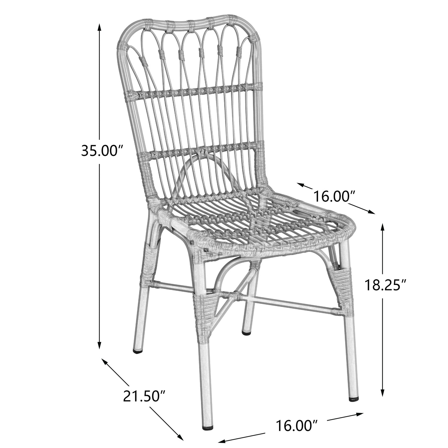 Outdoor PE Wicker Patio Dining Chairs Set of 2,Outdoor Rattan chairs for Backyard,Poolside,Garden, NATURAL