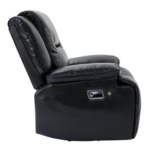 360° Swivel and Rocking Home Theater Recliner Manual Recliner Chair with a LED Light Strip for Living Room,Bedroom, Black