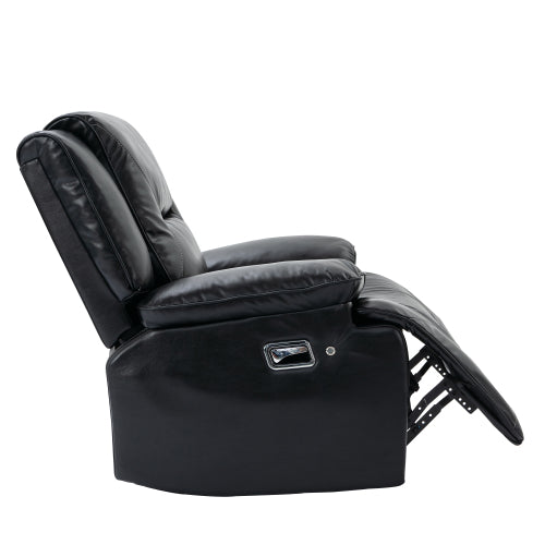 360° Swivel and Rocking Home Theater Recliner Manual Recliner Chair with a LED Light Strip for Living Room,Bedroom, Black