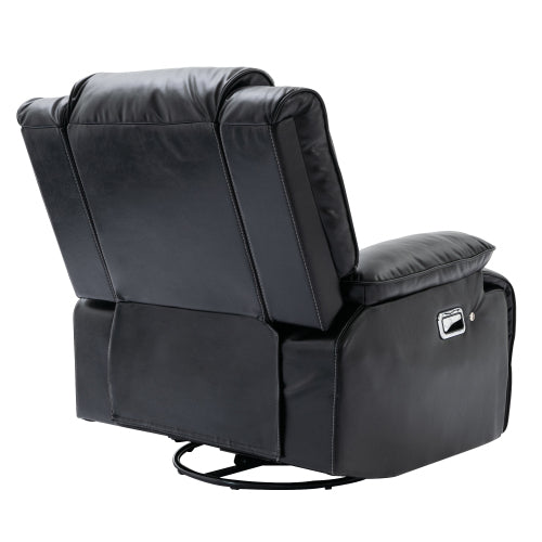 360° Swivel and Rocking Home Theater Recliner Manual Recliner Chair with a LED Light Strip for Living Room,Bedroom, Black