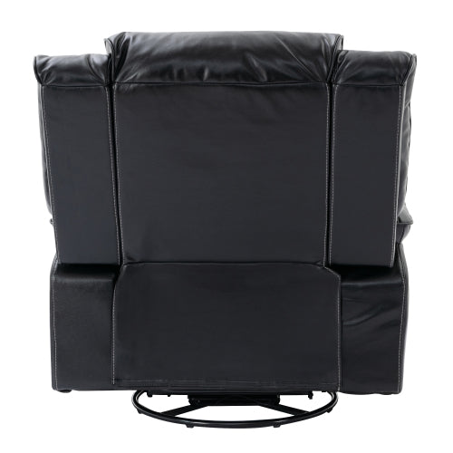 360° Swivel and Rocking Home Theater Recliner Manual Recliner Chair with a LED Light Strip for Living Room,Bedroom, Black
