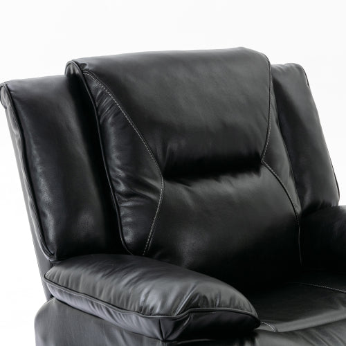 360° Swivel and Rocking Home Theater Recliner Manual Recliner Chair with a LED Light Strip for Living Room,Bedroom, Black