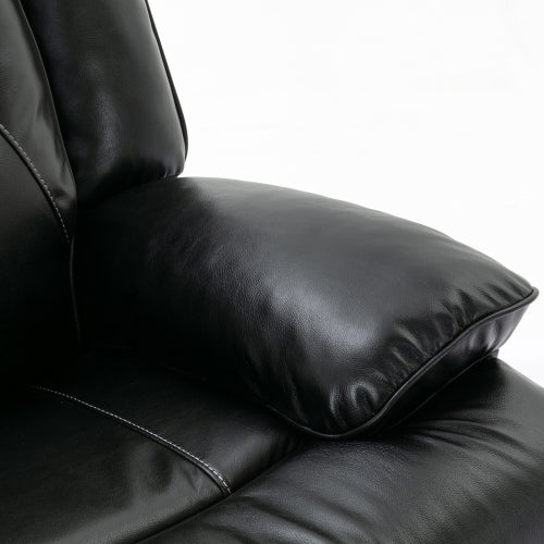 360° Swivel and Rocking Home Theater Recliner Manual Recliner Chair with a LED Light Strip for Living Room,Bedroom, Black