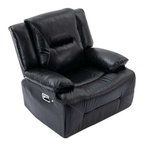 360° Swivel and Rocking Home Theater Recliner Manual Recliner Chair with a LED Light Strip for Living Room,Bedroom, Black